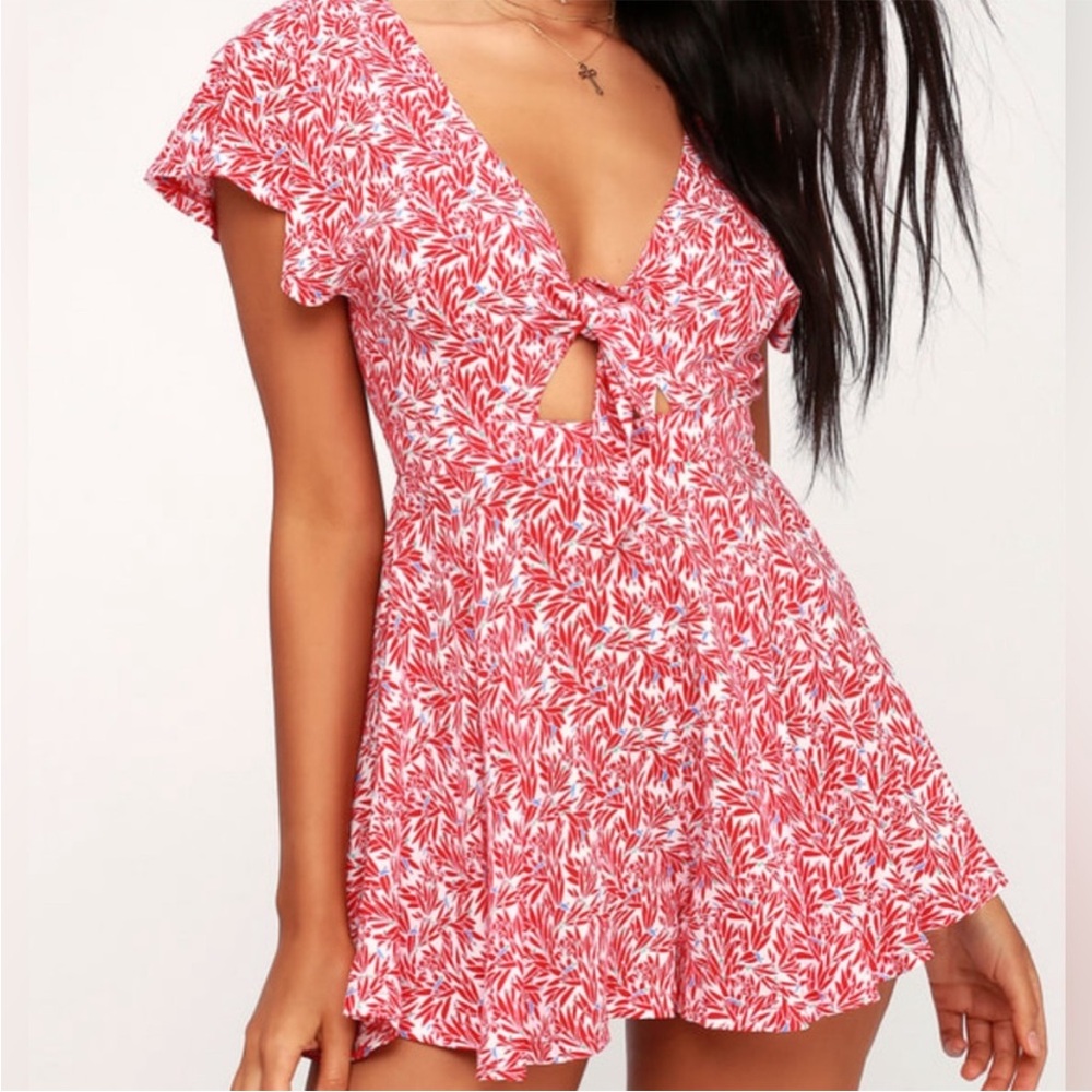 Lulus Dondi Red and White Floral Romper